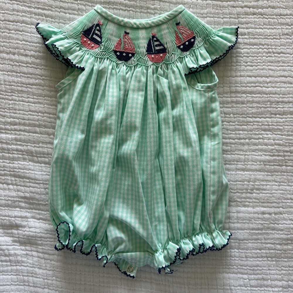 Shrimp & Grits Kids Smocked Sailboat Bubble